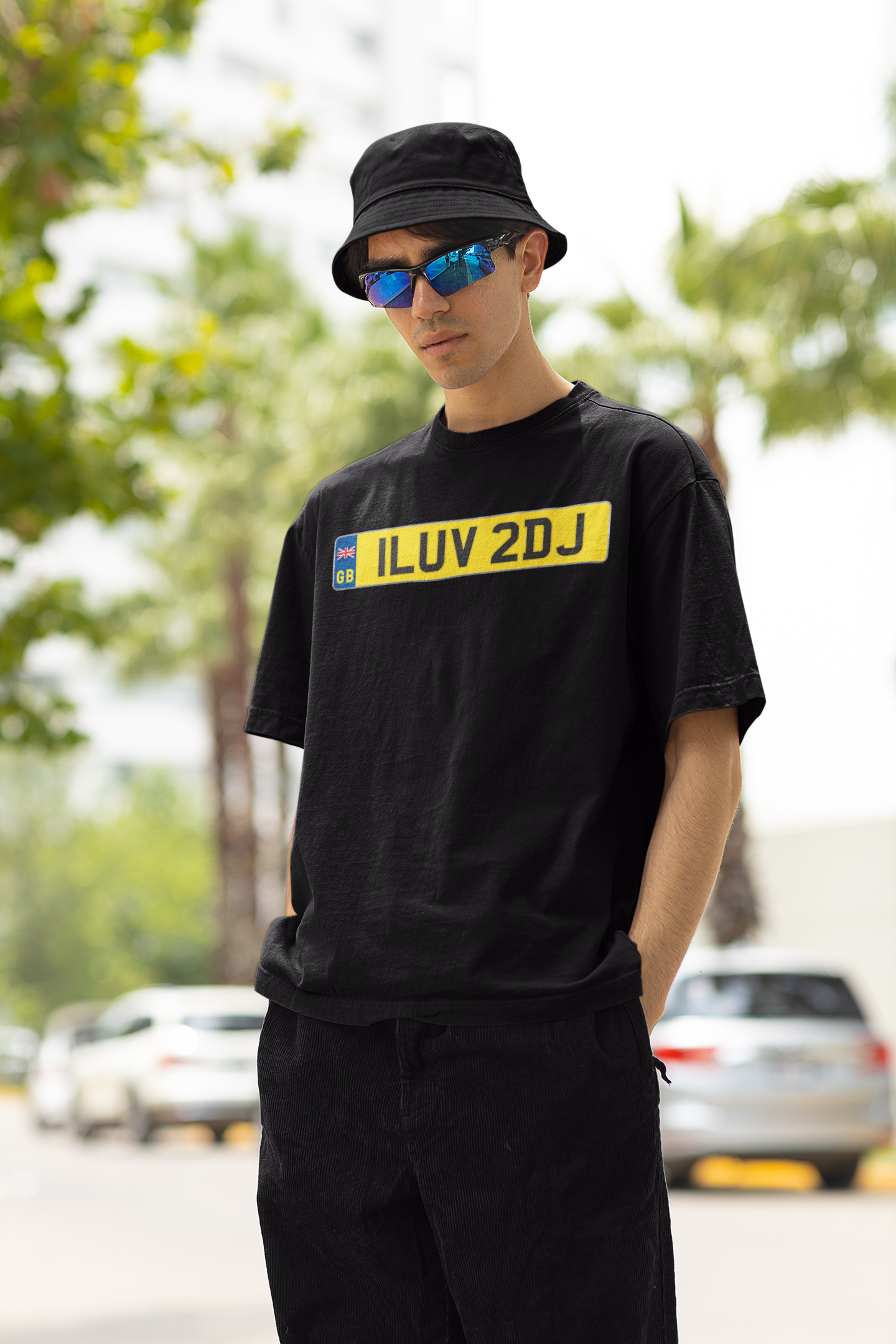 ILUV 2 DJ - GB UK - Blue Men’s premium heavyweight tee - Beats 4 Hope