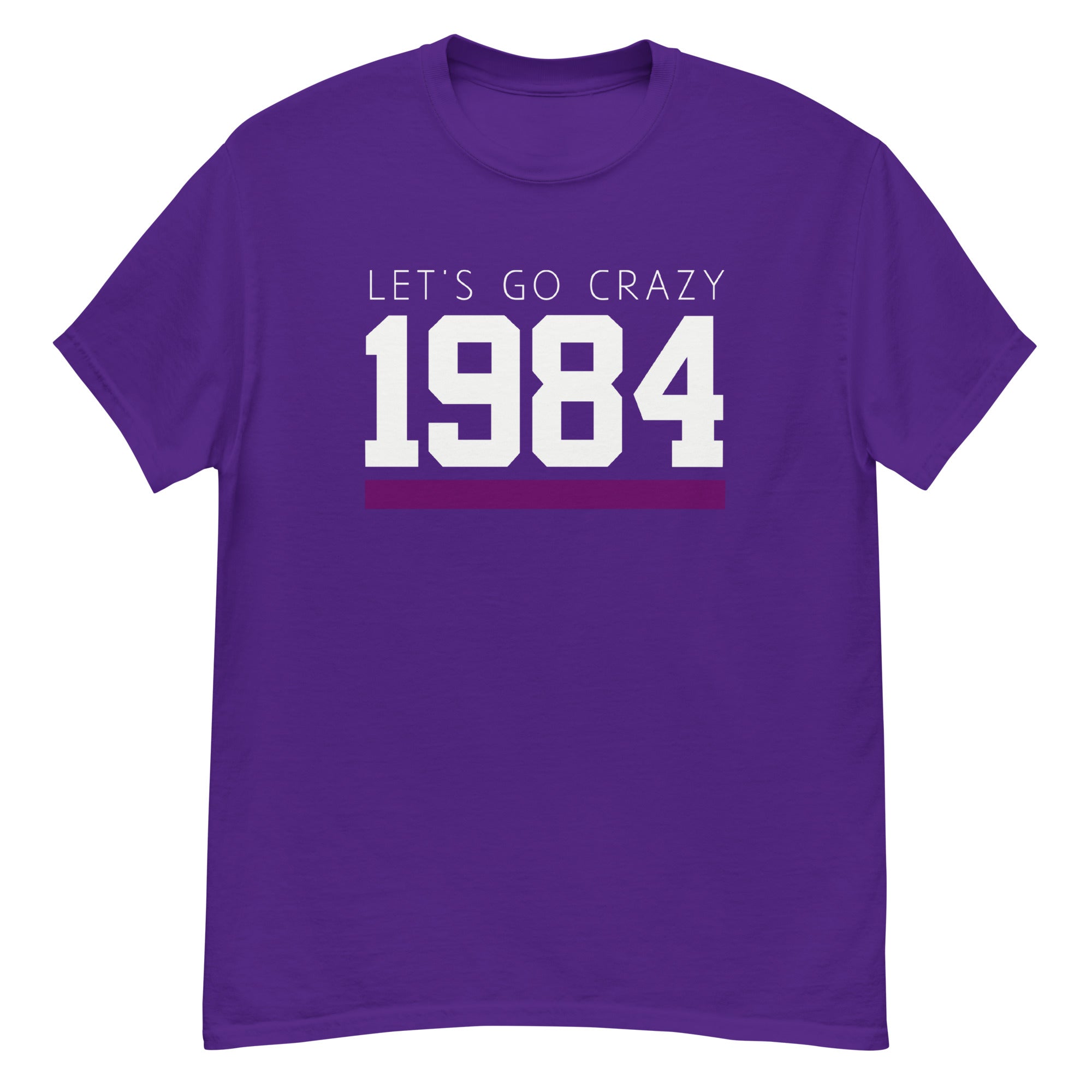 1984 LET'S GO CRAZY Men's T-Shirt - Purple / S - Purple / M - Purple / L - Purple / XL - Purple / 2XL - Purple / 3XL