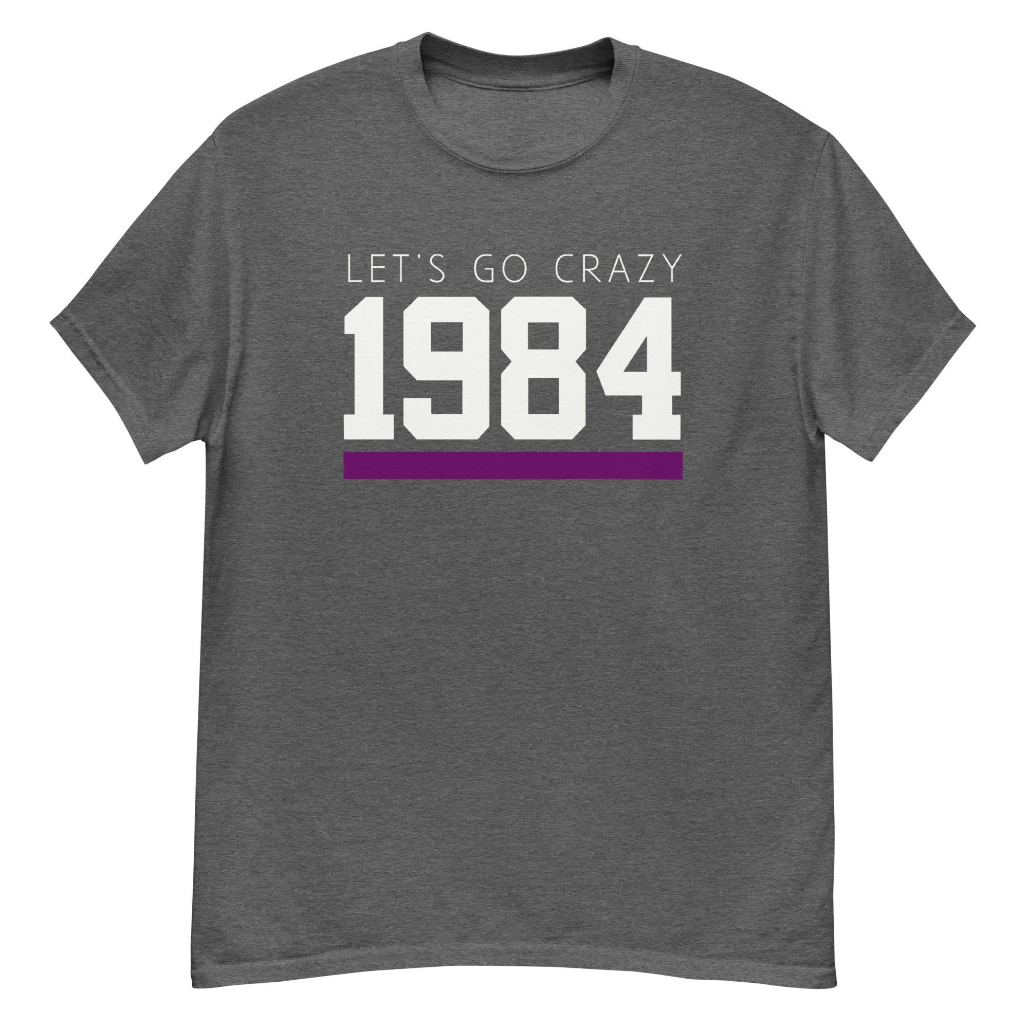 1984 LET'S GO CRAZY Men's T-Shirt - Dark Heather / S - Dark Heather / M - Dark Heather / L - Dark Heather / XL - Dark Heather / 2XL - Dark Heather / 3XL